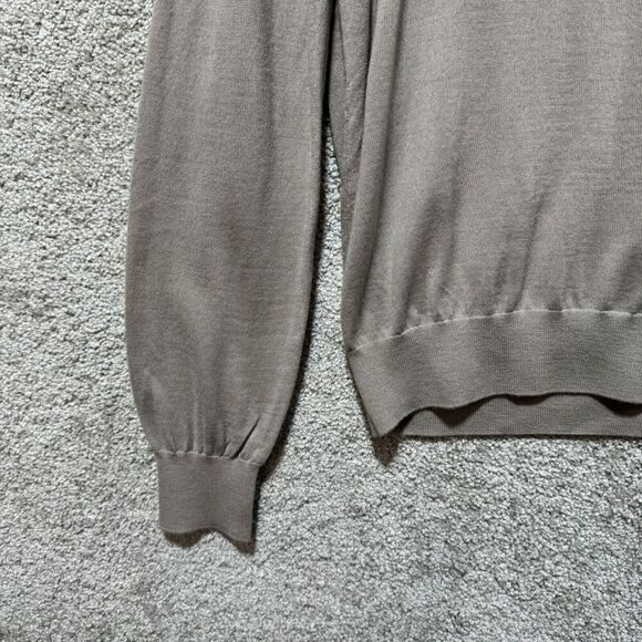 Stewart Of Scotland Sweater Men's Medium Tan Merino‎ Wool Pullover Long Sleeve - Picture 3 of 10